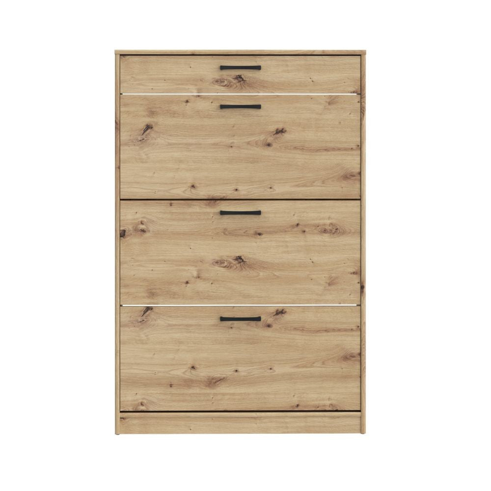 Scarpiera Cecilia con 3 scomparti ed un cassetto colore rovere 83.2x20.4xH 127.7 cm.