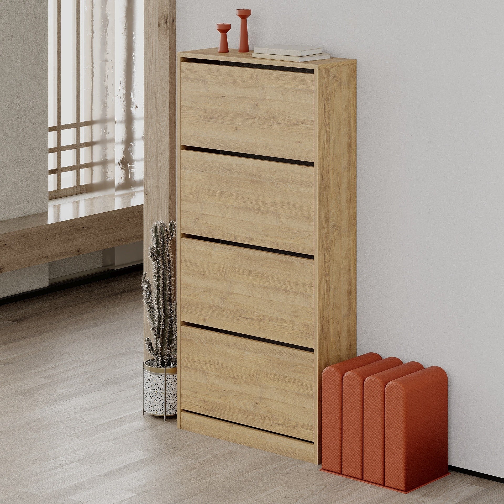 Scarpiera SHC540OAK quattro ante a ribalta rovere