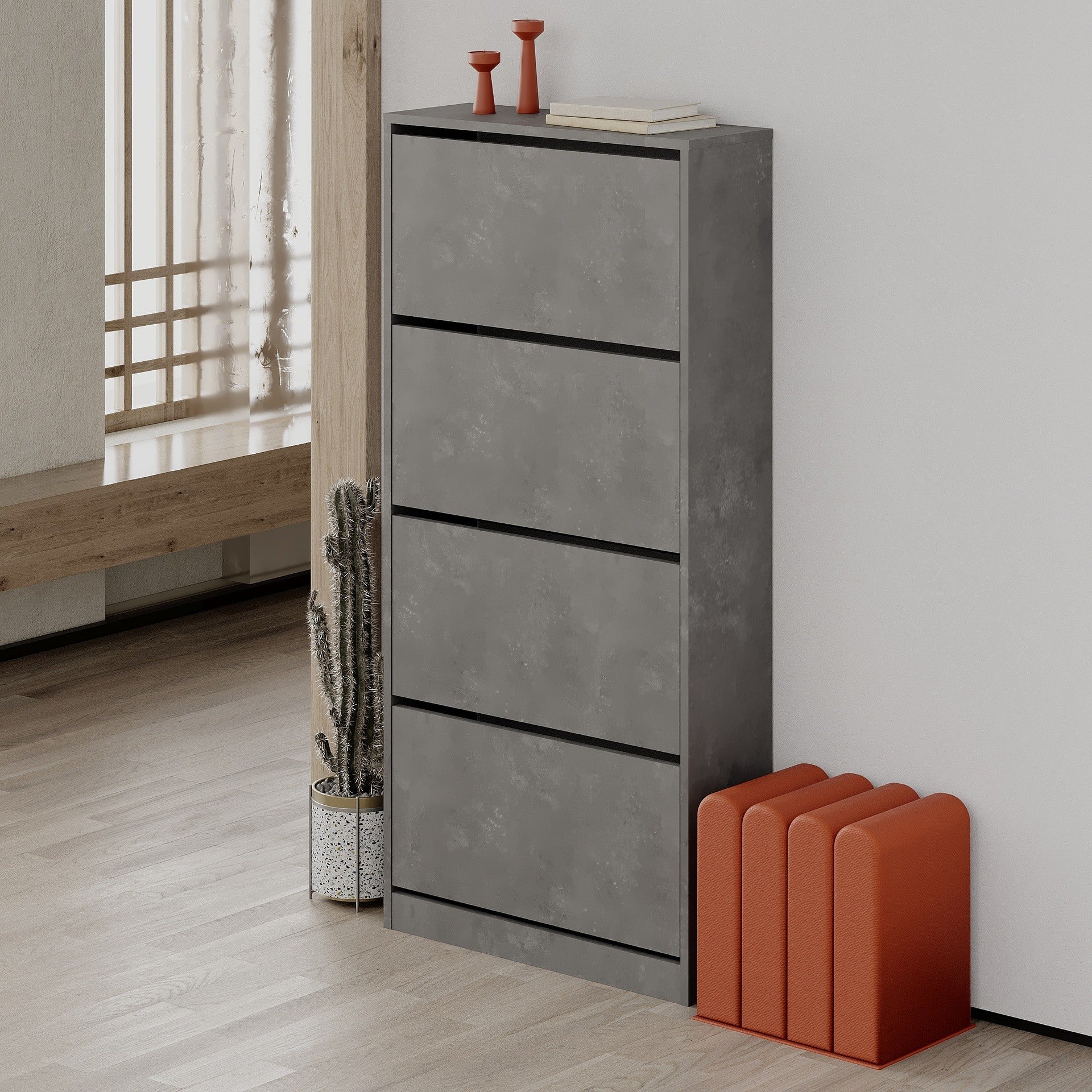 Scarpiera SHC540RETRO quattro ante a ribalta retro grey