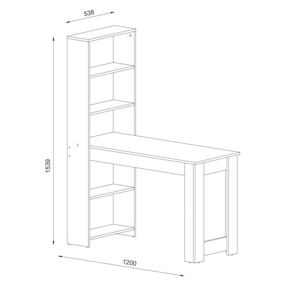 Scrivania compatta Mojo02 con libreria inclusa in colore rovere sonoma