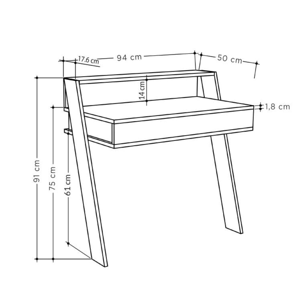 Scrivania da parete hitit noce con cassetto Cowork 94 cm.