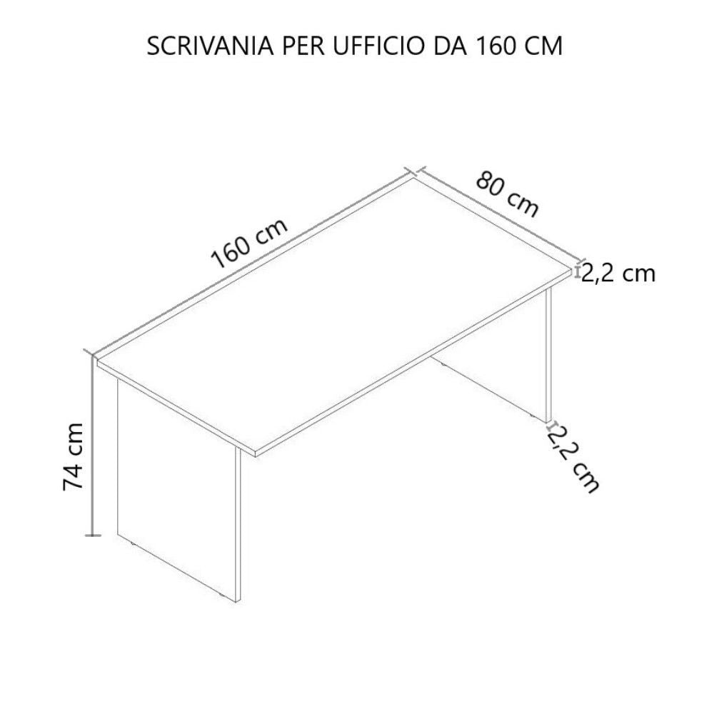 Scrivania Ibisco 160x80x74H cm olmo e bianco frassinato