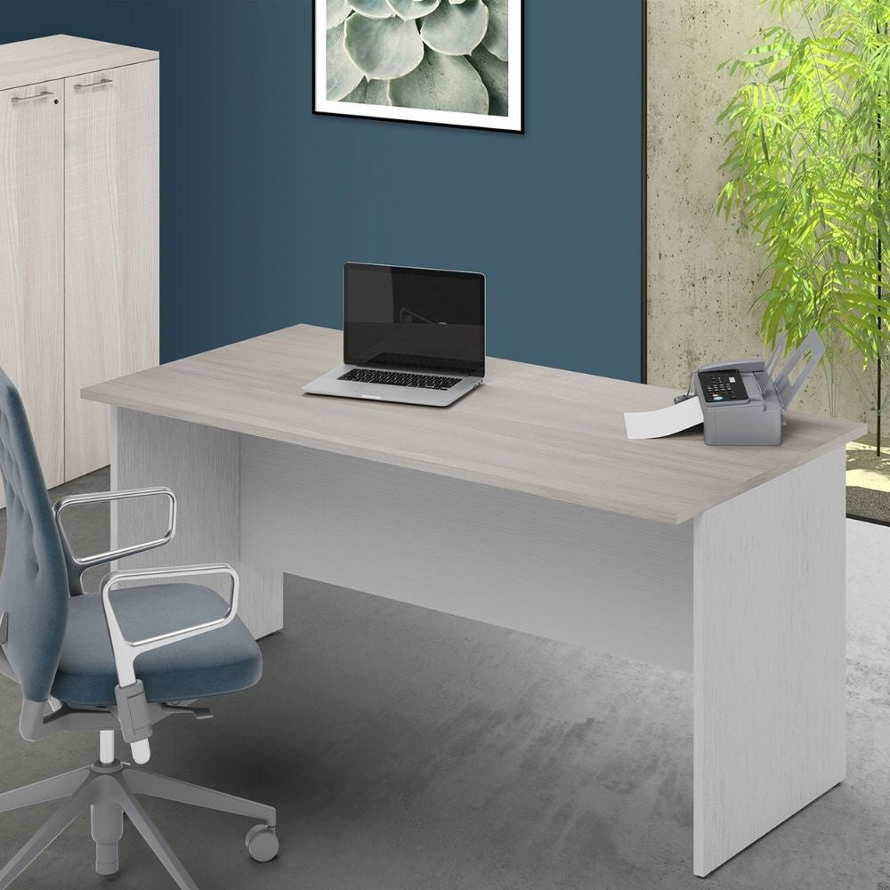 Scrivania Ibisco 160x80x74H cm olmo e bianco frassinato