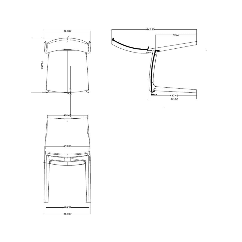 Sedia Curtis polipropilene nero grafite design ergonomico set 4 pezzi