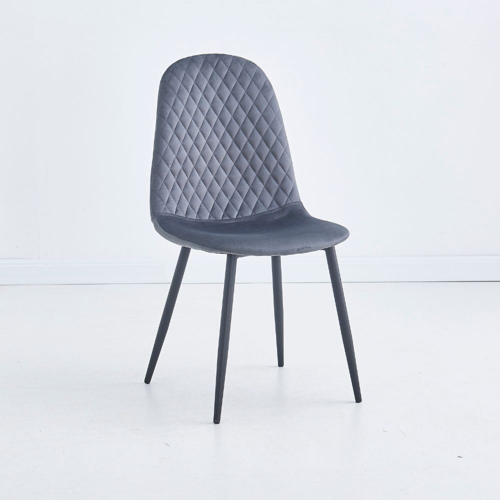 Sedia imbottita Bretta in vellutino colore grigio e gambe nere set 4 pezzi