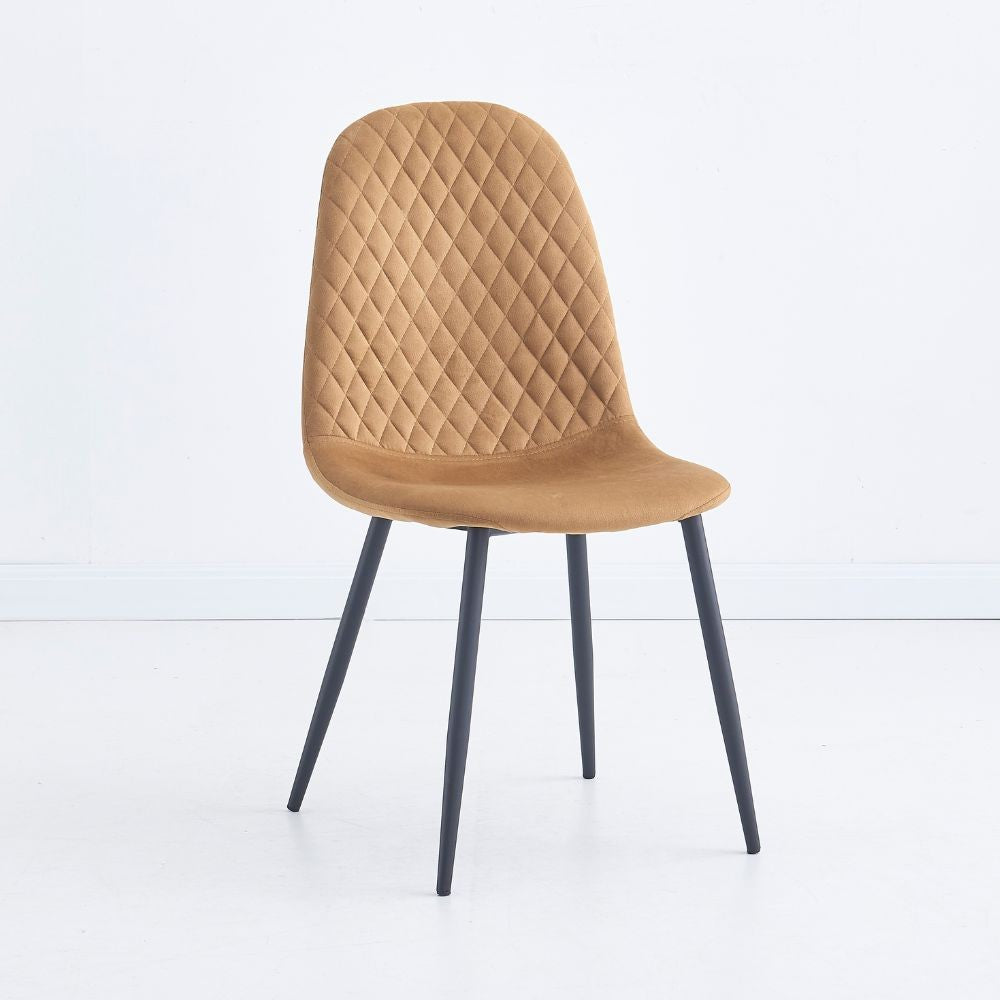 Sedia imbottita Bretta in vellutino colore mostarda e gambe nere set 4 pezzi