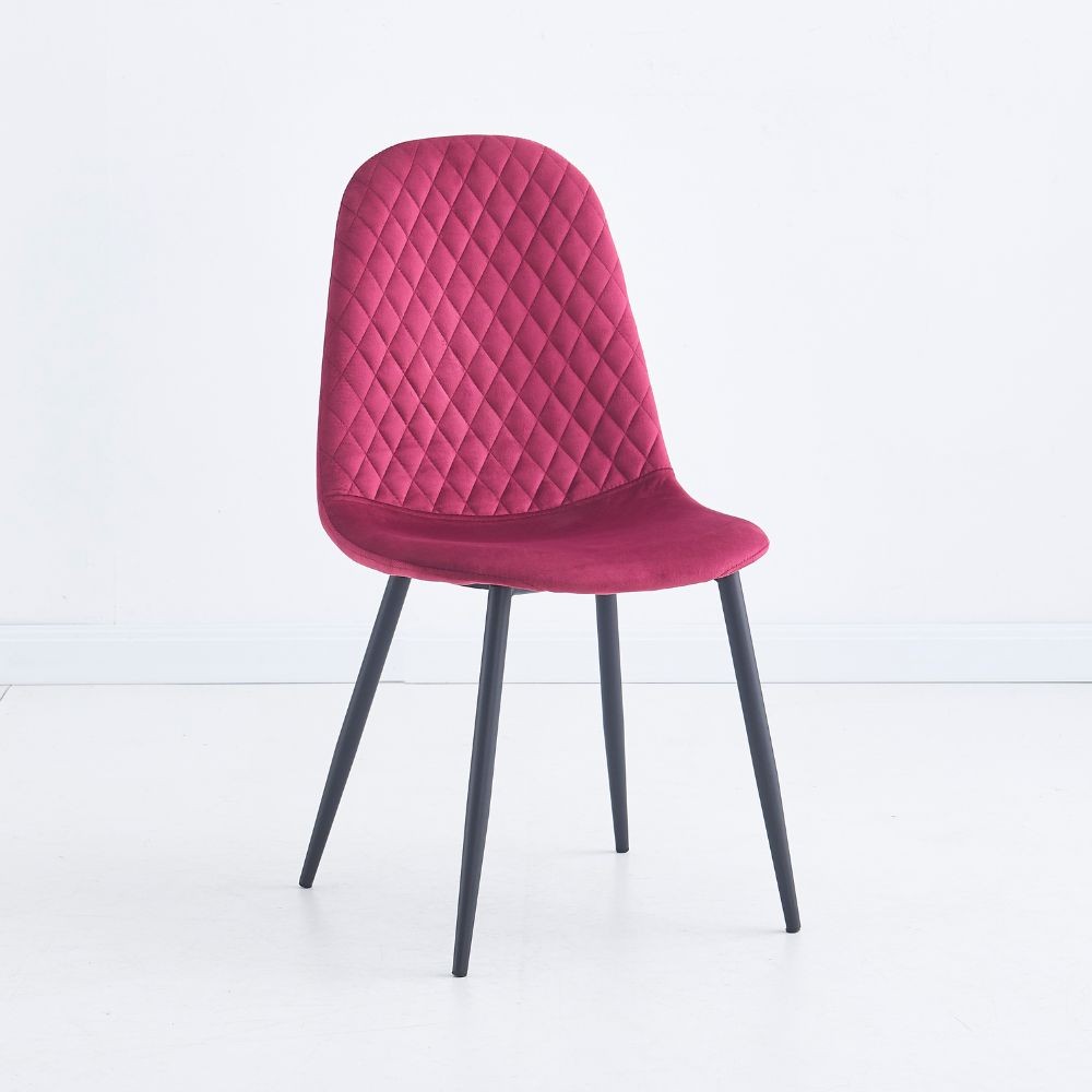 Sedia imbottita Bretta in vellutino colore rosso e gambe nere set 4 pezzi