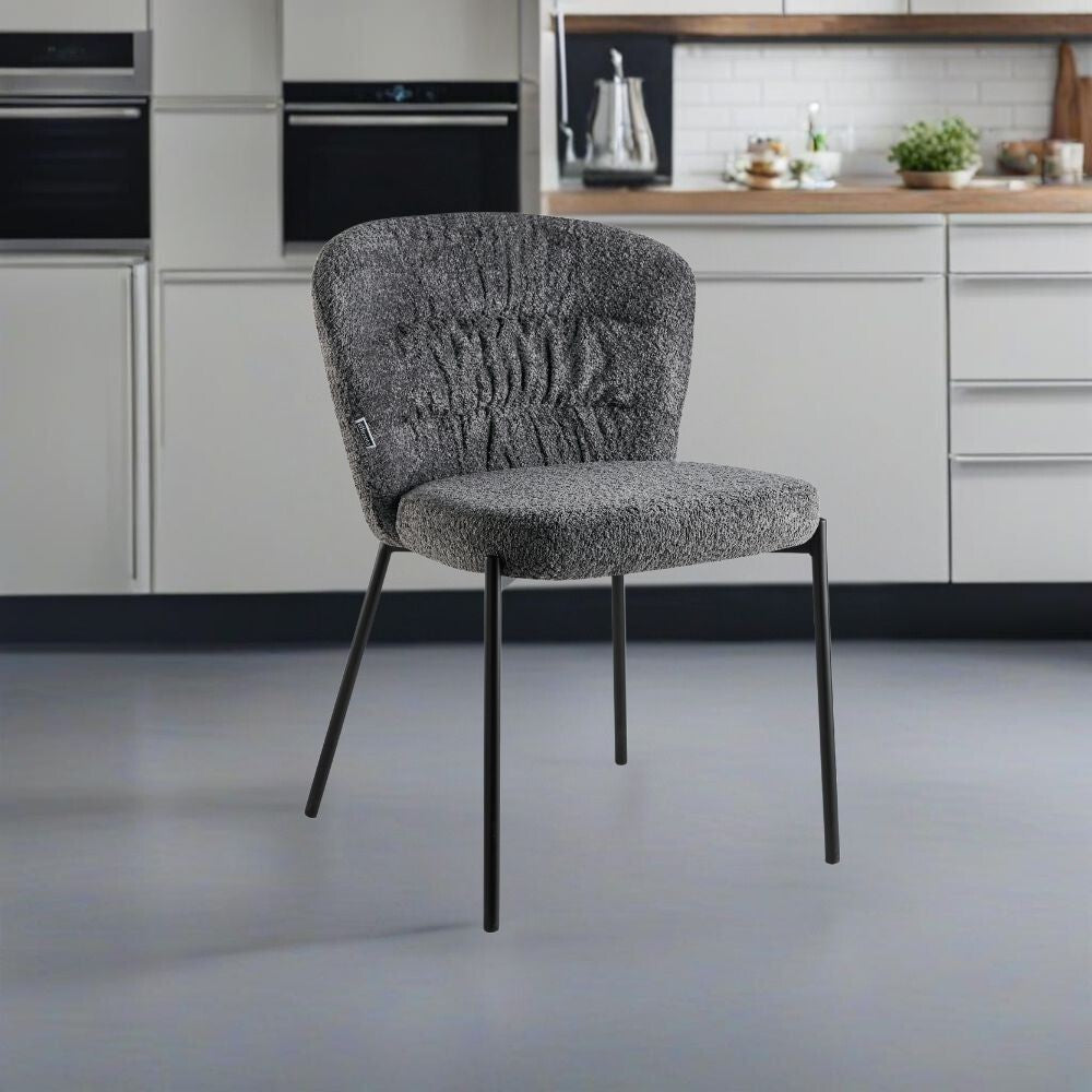 Sedia imbottita Cami in tessuto teddy grigio set 4 pezzi