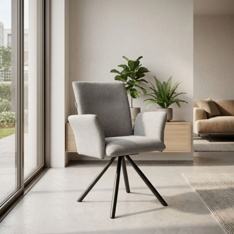 Sedia imbottita girevole Mosaic in tessuto colore grigio set 2 pezzi