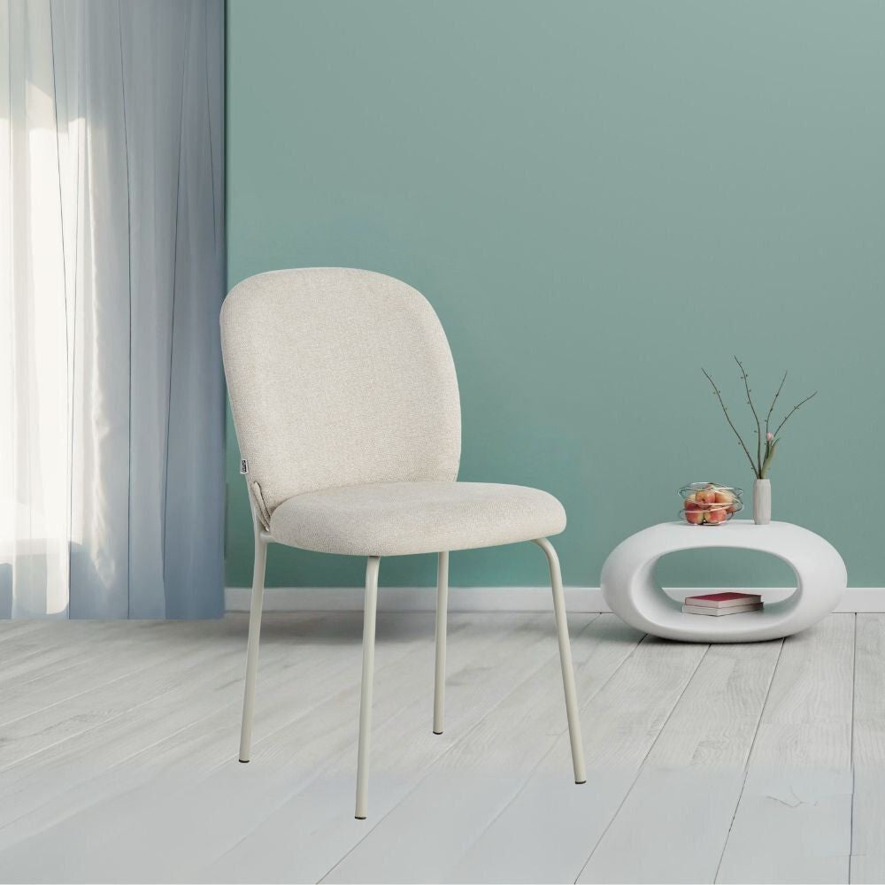 Sedia imbottita Turi in tessuto ecrÃ¹ set 4 pezzi