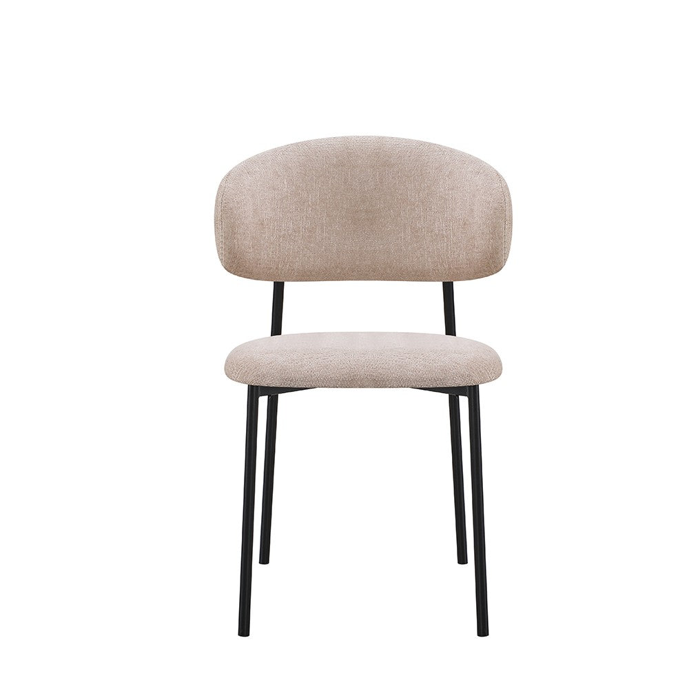 Sedia Judit in tessuto effetto teddy beige e gambe nere set 4 pezzi