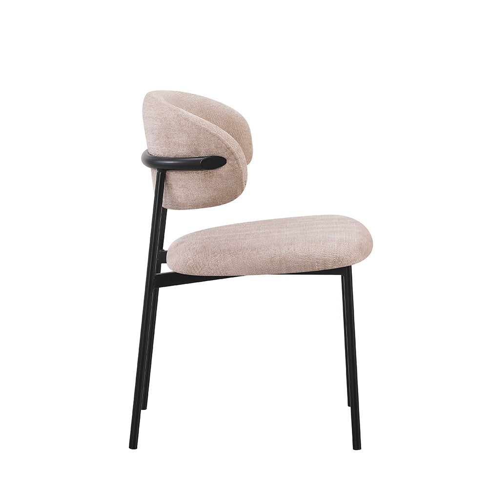 Sedia Judit in tessuto effetto teddy beige e gambe nere set 4 pezzi