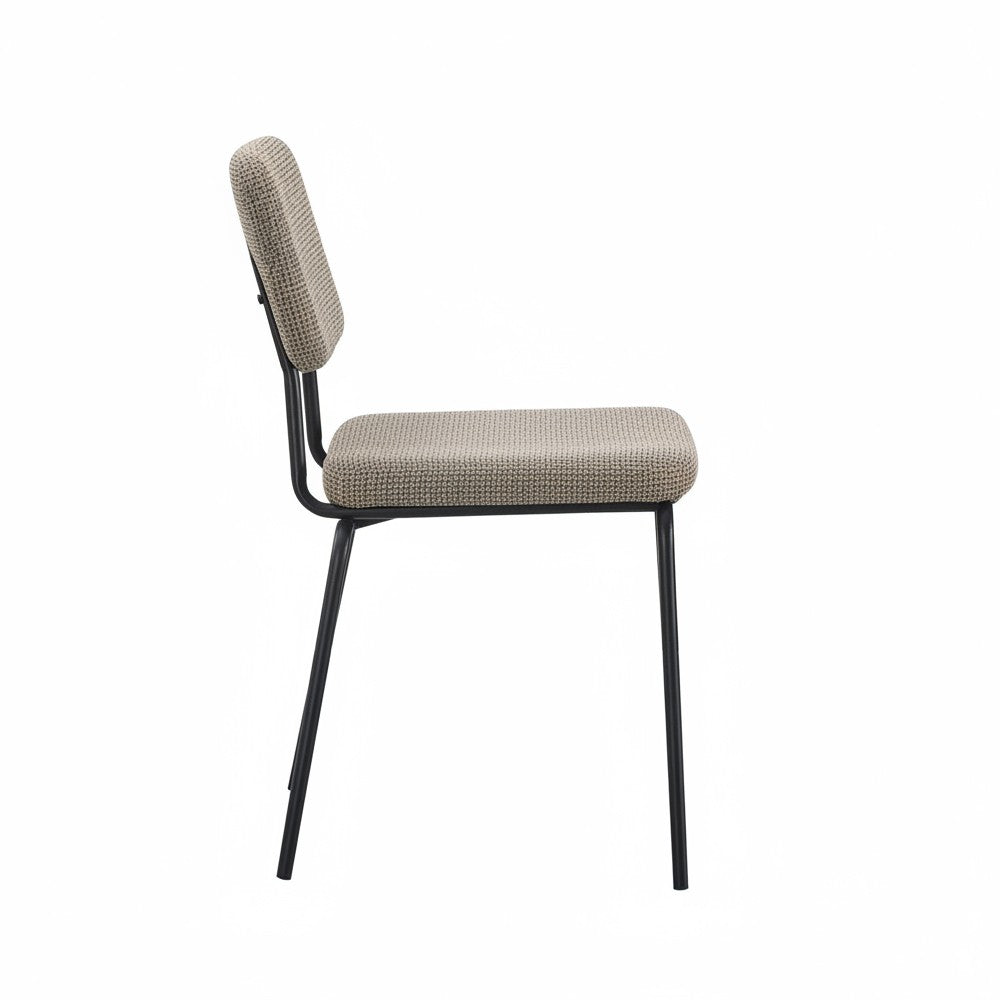 Sedia Juno in tessuto Aragon 20 taupe e struttura in metallo nero set 4 pezzi