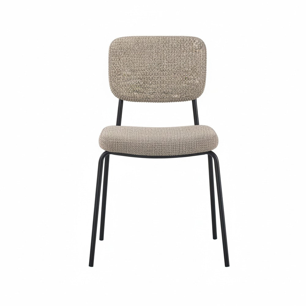 Sedia Juno in tessuto Aragon 20 taupe e struttura in metallo nero set 4 pezzi