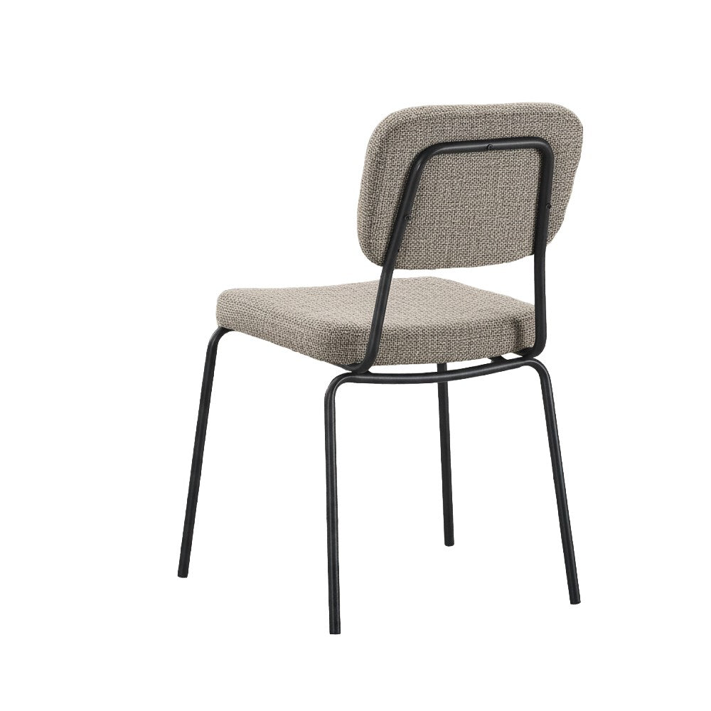 Sedia Juno in tessuto Aragon 20 taupe e struttura in metallo nero set 4 pezzi