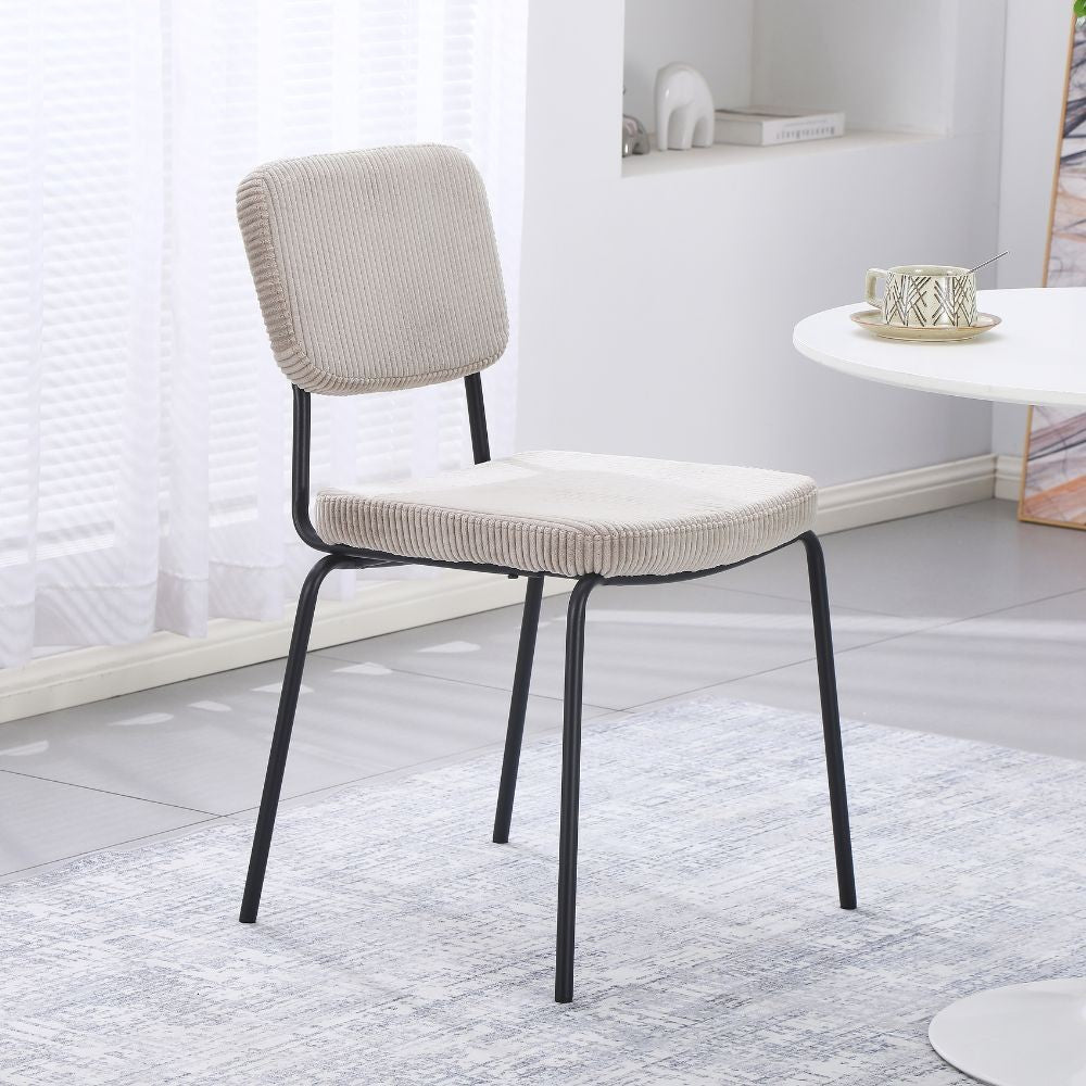 Sedia Juno in tessuto colore taupe e struttura in metallo nero set 4 pezzi