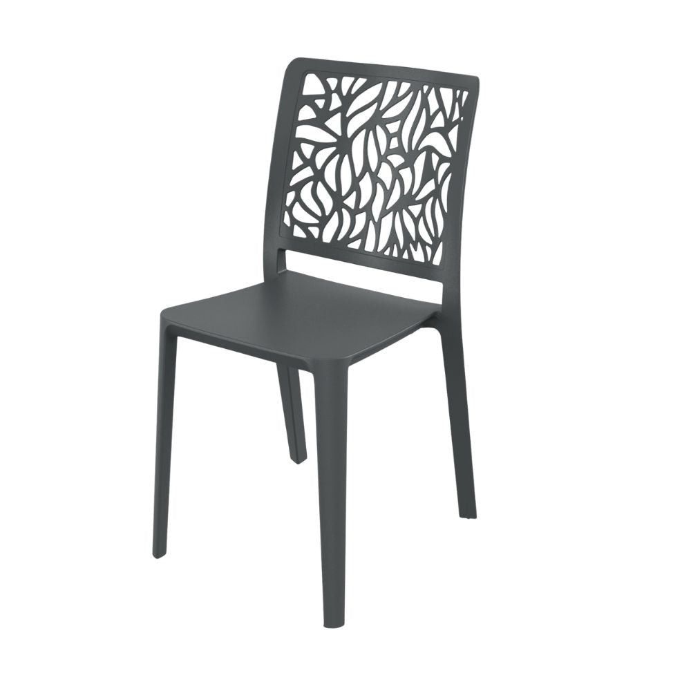Sedia Leaf in polipropilene rinforzata con fibra di vetro colore grigio antracite set 4 pezzi
