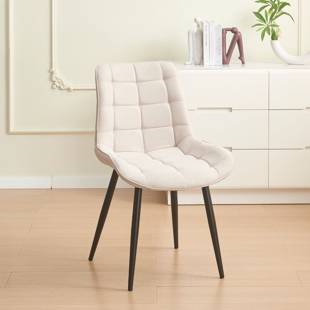 Sedia Mika con seduta in tessuto KSR 2 beige e struttura in metallo nero set 4 pezzi