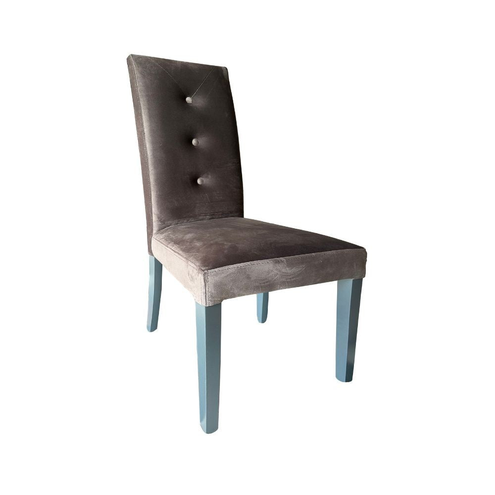 Sedia Montecarlo 3 bottoni velluto grigio set 2 pezzi