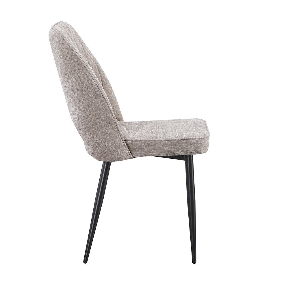 Sedia Naila con schienale con trama a righe verticali in tessuto beige e gambe in metallo nero set 4 pezzi