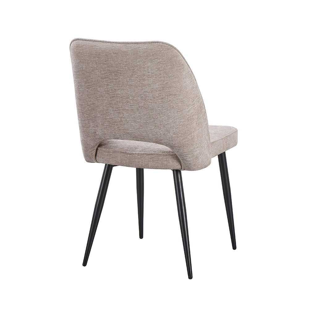 Sedia Naila con schienale con trama a righe verticali in tessuto beige e gambe in metallo nero set 4 pezzi