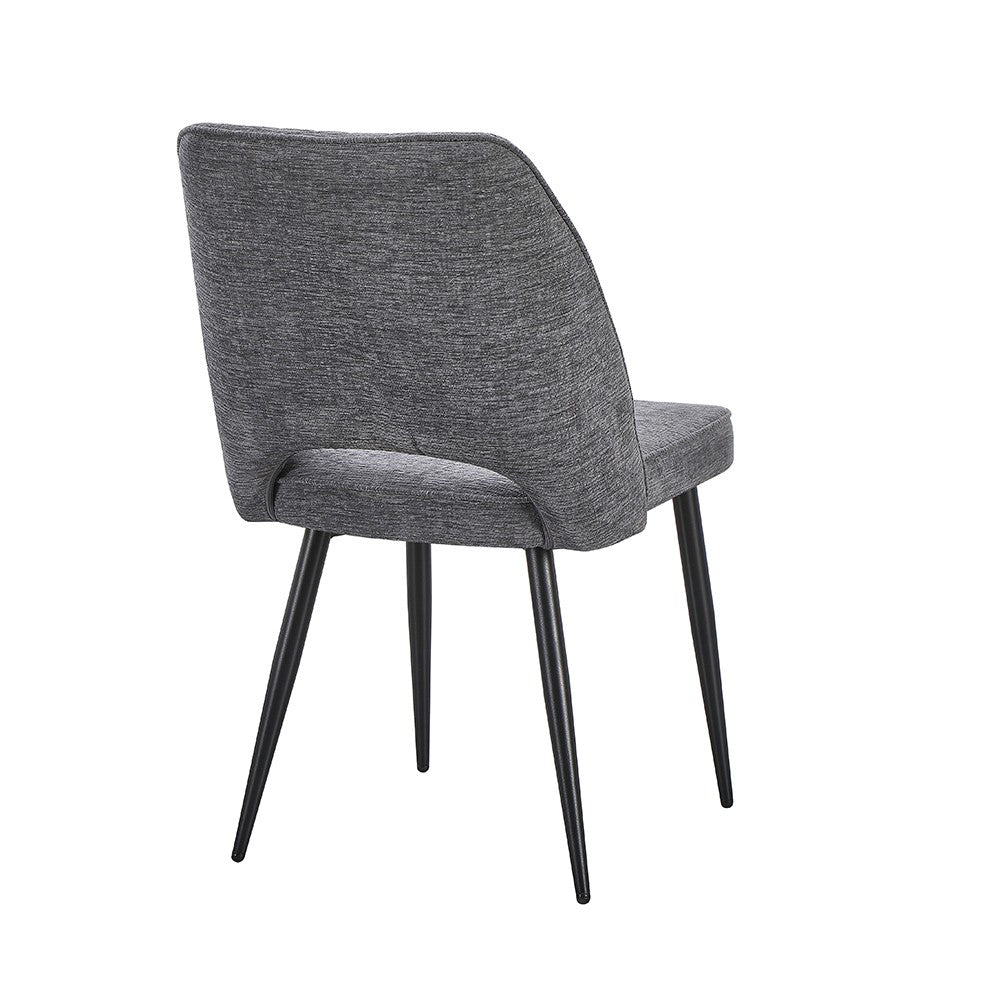 Sedia Naila con schienale con trama a righe verticali in tessuto grigio e gambe in metallo nero set 4 pezzi