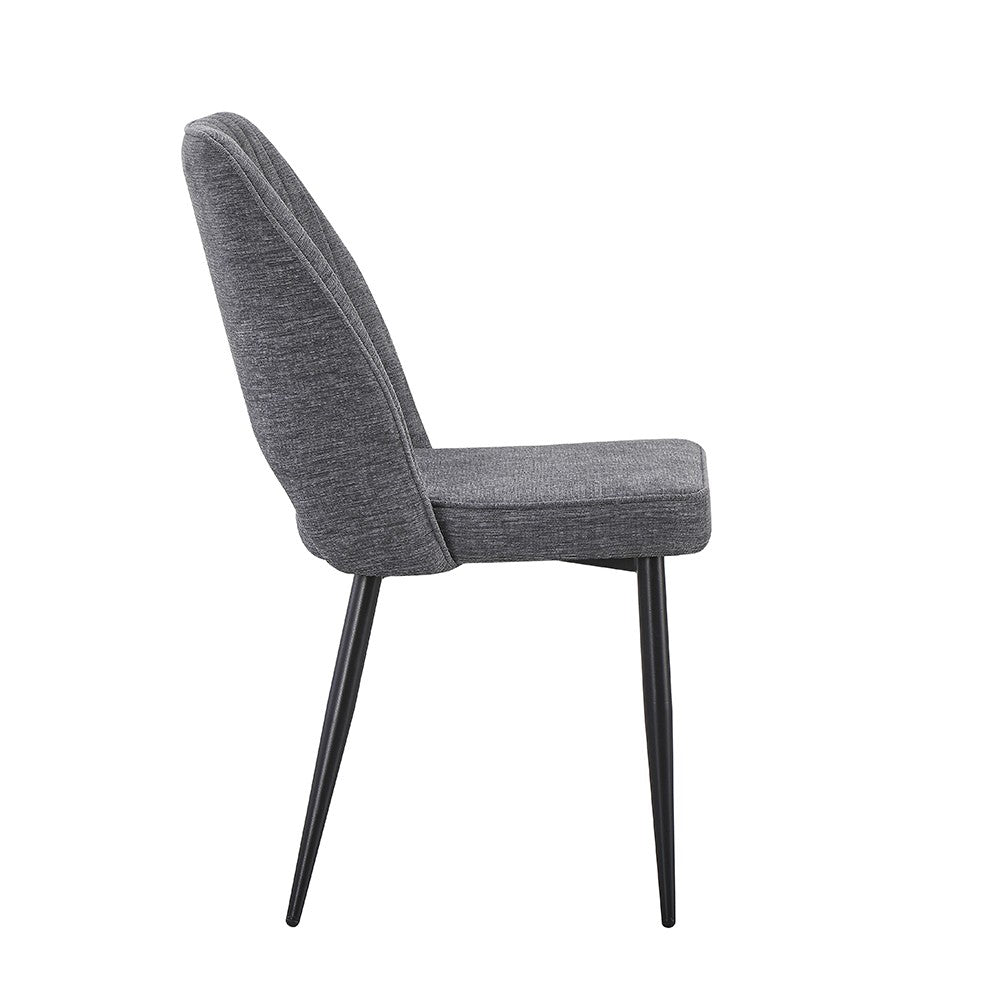 Sedia Naila con schienale con trama a righe verticali in tessuto grigio e gambe in metallo nero set 4 pezzi