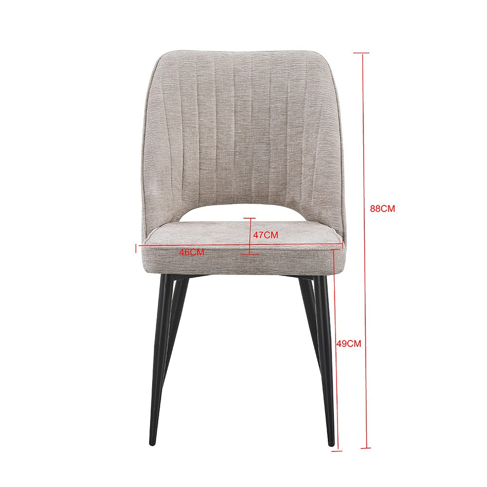 Sedia Naila con schienale con trama a righe verticali in tessuto senape e gambe in metallo nero set 4 pezzi