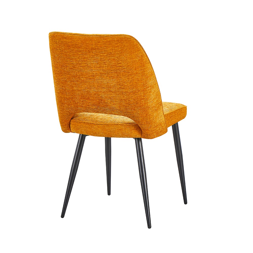 Sedia Naila con schienale con trama a righe verticali in tessuto senape e gambe in metallo nero set 4 pezzi