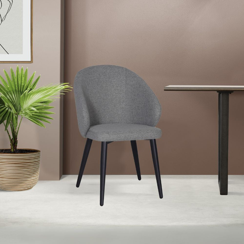 Sedia Patya in tessuto Nordic 16 grigio cenere e gambe nere set 2 pezzi