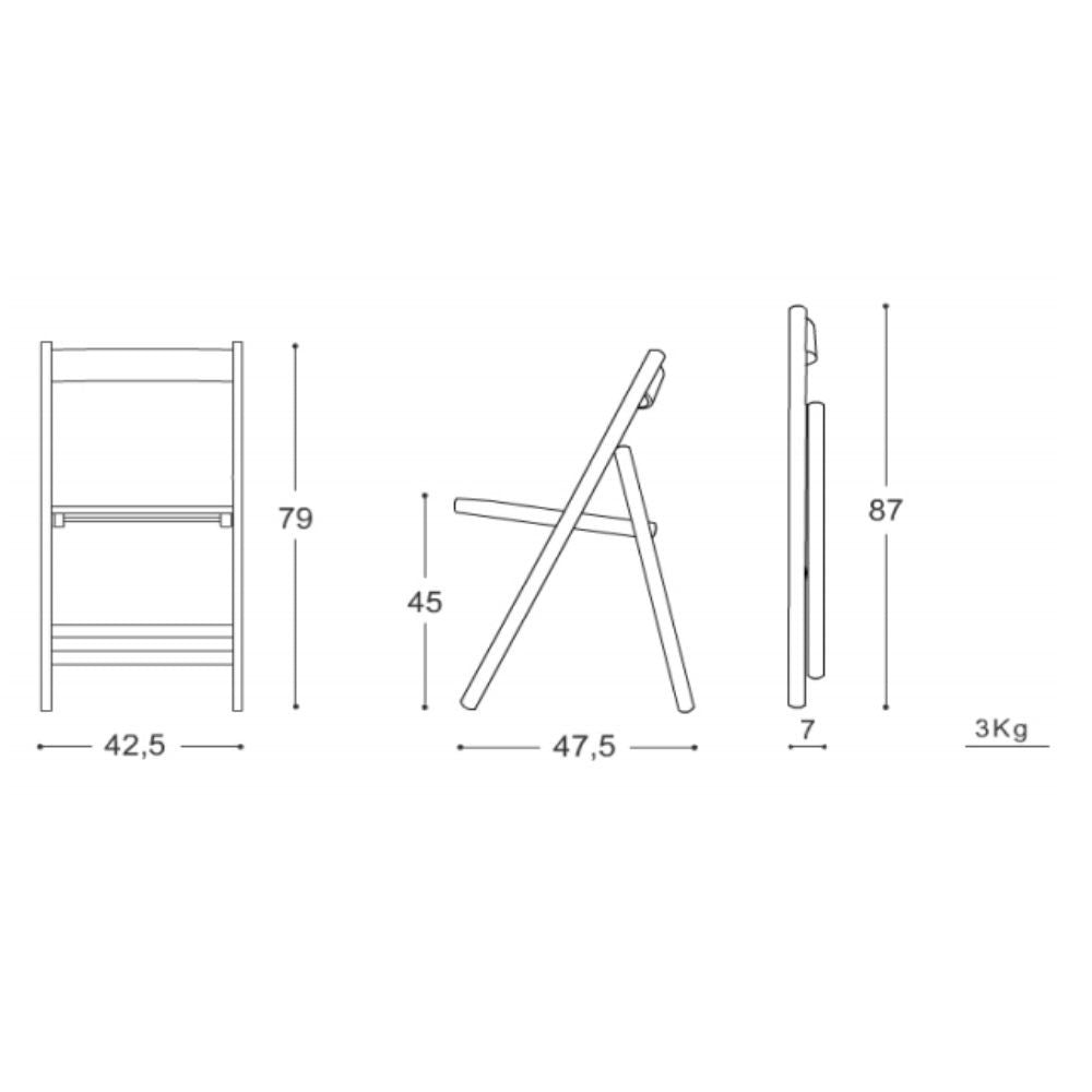Sedia pieghevole Penelope in legno bianco set 4 pezzi