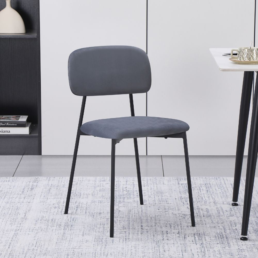 Sedia Shen in vellutino colore grigio e struttura in metallo nero set 4 pezzi