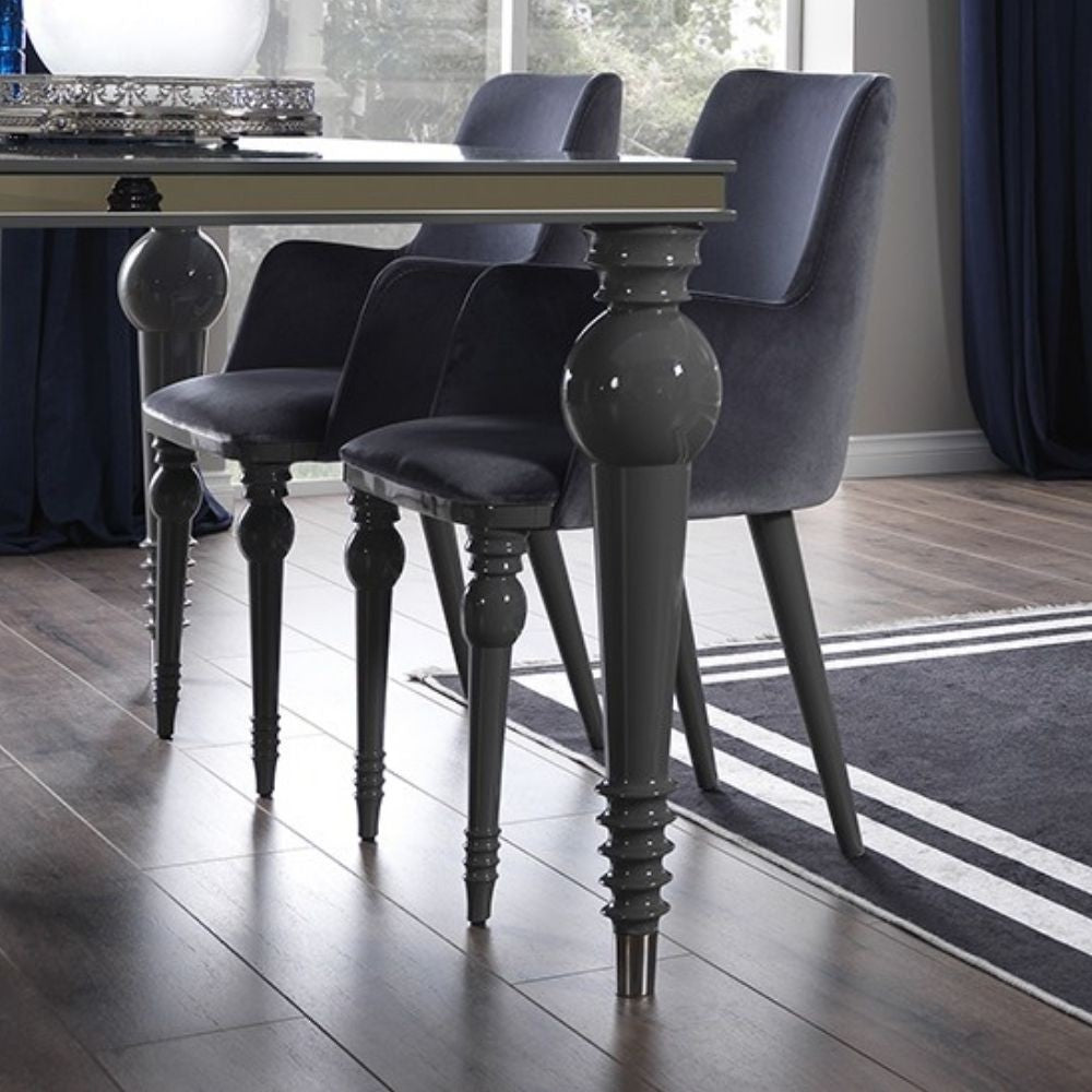 Sedia Zen vellutino grigio e gambe in tinta 2 pezzi