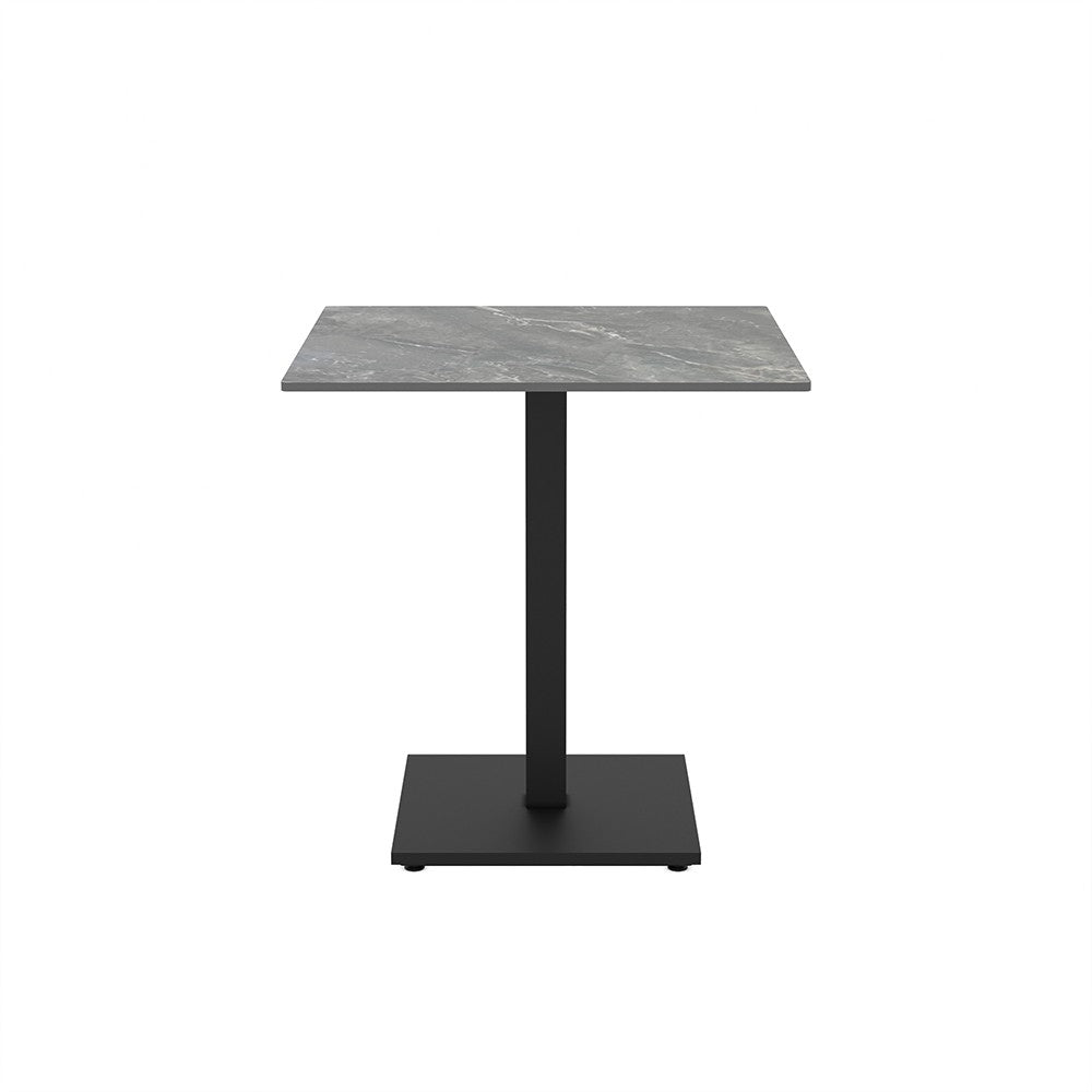 Set 2 tavoli Elora 70x70 con piano in ceramica effetto marmo grigio e gambe nere