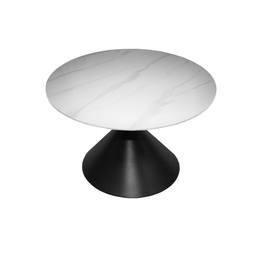 Set 2 tavolini da salotto basso Punto con piano effetto marmo bianco e gambe in metallo nero