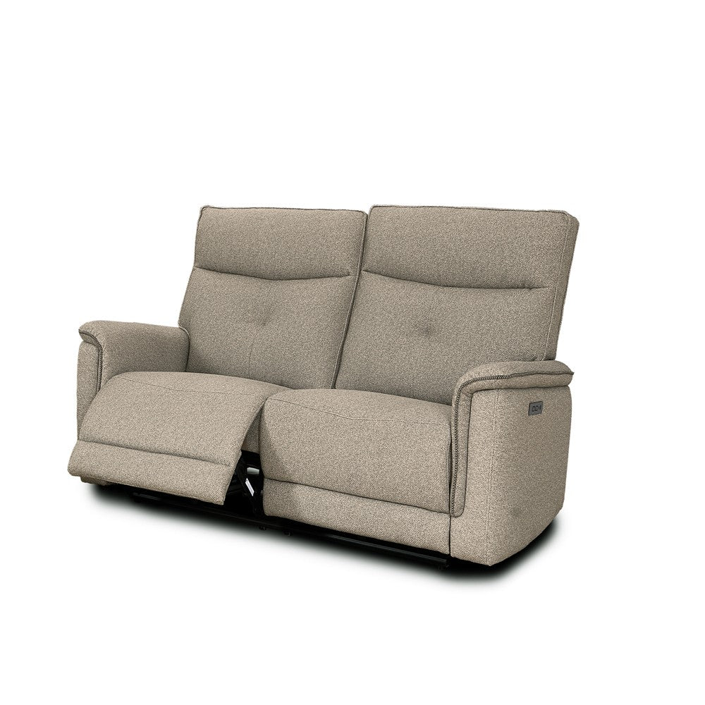 Set divani Elysio 2 e 3 posti e poltrona con recliner elettrici in tessuto G093 sabbia