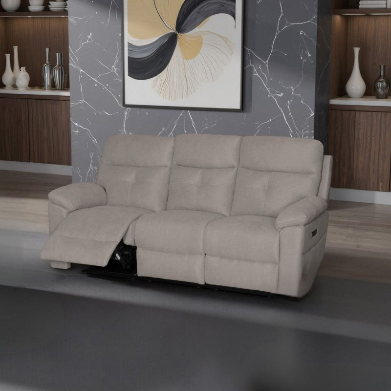 Set divani Kayde 2 e 3 posti recliner elettrici in tessuto Mia 103-05 beige