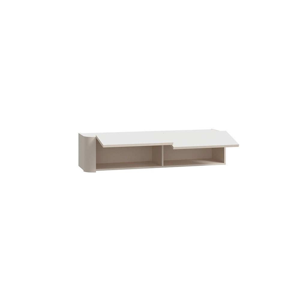 Soggiorno parete attrezzata Core grande con porta tv e pensili in colore rovere e cashmere