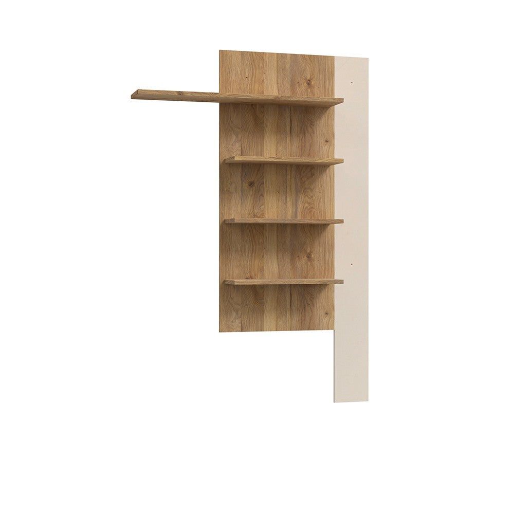 Soggiorno parete attrezzata Core piccolo con porta tv e libreria pensile in rovere e cashmere