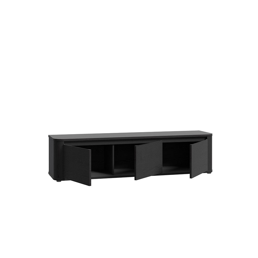 Soggiorno parete attrezzata Core piccolo con porta tv e libreria pensile in rovere e nero