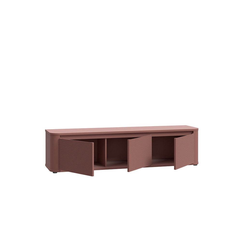 Soggiorno parete attrezzata Core piccolo con porta tv e libreria pensile in rovere e terracotta