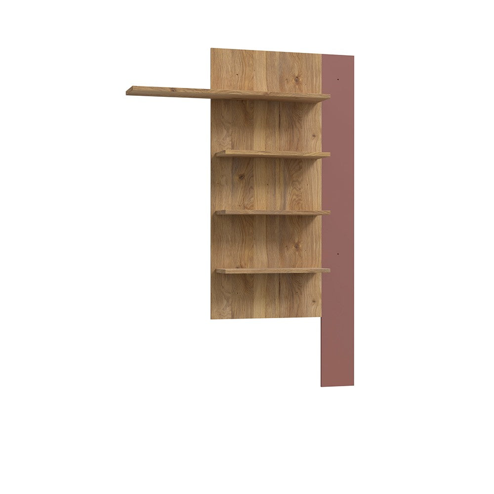 Soggiorno parete attrezzata Core piccolo con porta tv e libreria pensile in rovere e terracotta