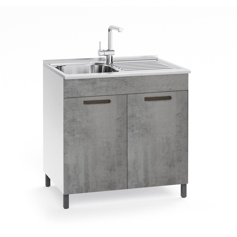 Sottolavello 80x50x85H cm con due ante cemento lavello incluso