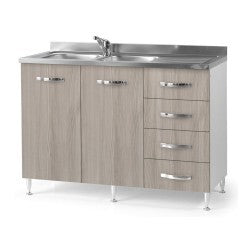 Sottolavello con cassettiera 120x50x85H olmo destro lavello incluso
