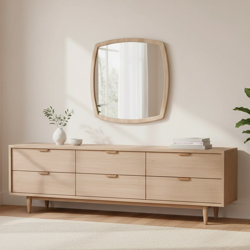 Specchiera Anders con cornice olmo 70x80