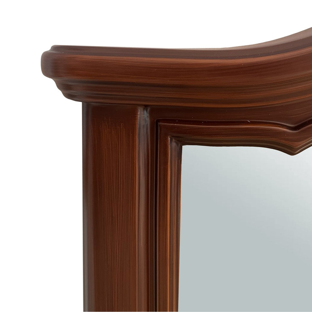 Specchiera classica Cloe con cornice con dettagli sagomati e finiture decorative noce