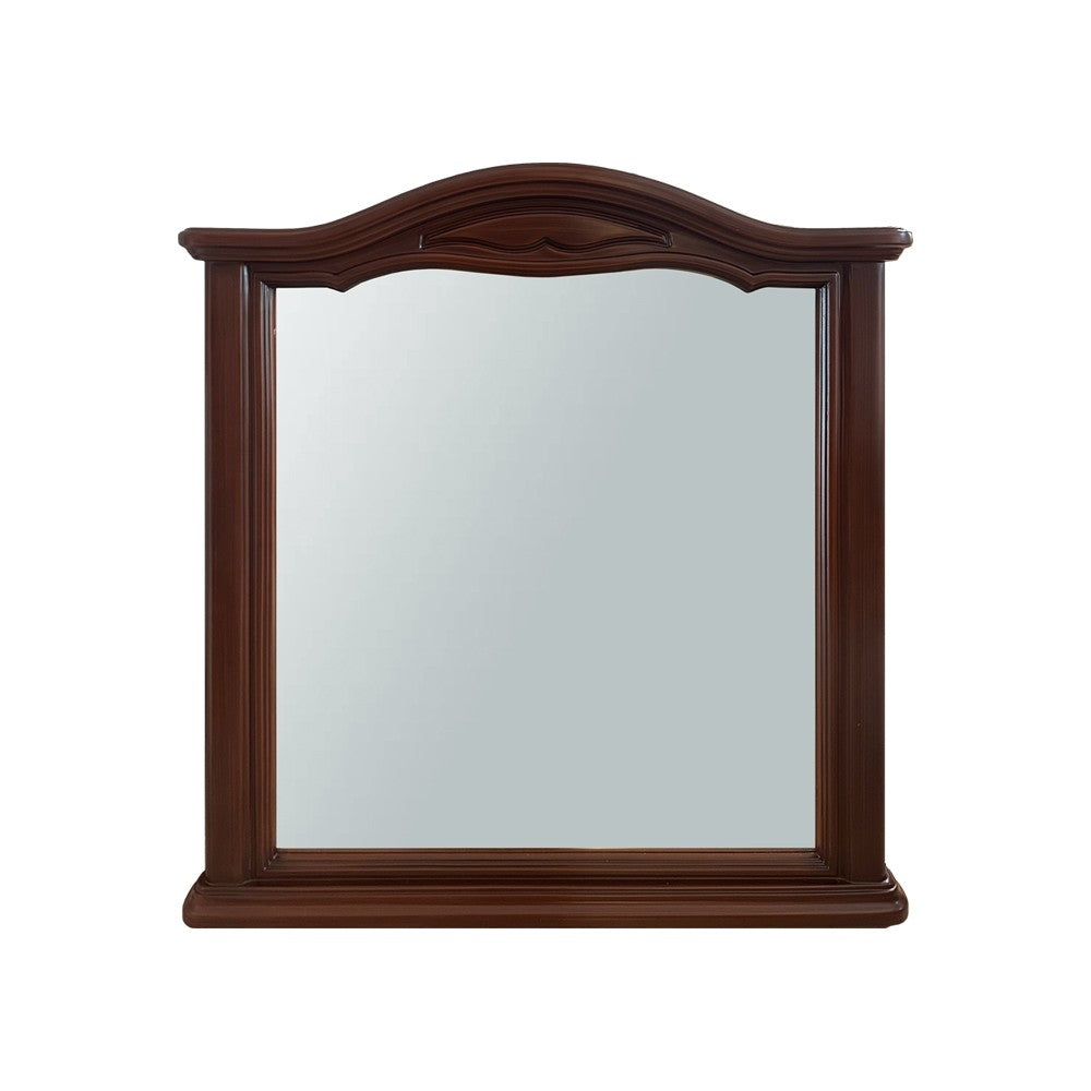 Specchiera classica Cloe con cornice con dettagli sagomati e finiture decorative noce