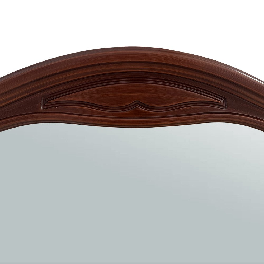 Specchiera classica Cloe con cornice con dettagli sagomati e finiture decorative noce