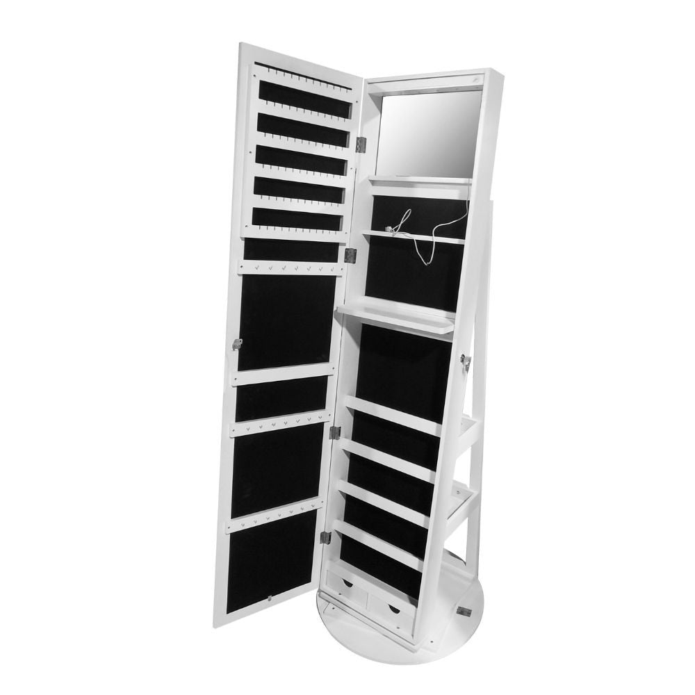 Specchiera Gulli con contenitore porta oggetti e ripiani posteriori con luce