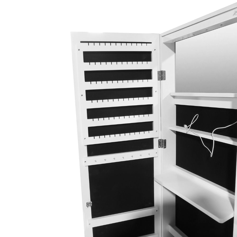 Specchiera Gulli con contenitore porta oggetti e ripiani posteriori con luce